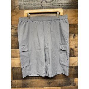 Karl Lagerfeld Cargo Short Men Large Gray Nylon Stretch Drawstring Waist Pockets
